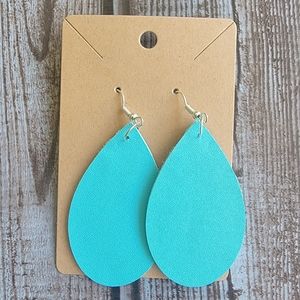 Blue Faux Leather Earrings